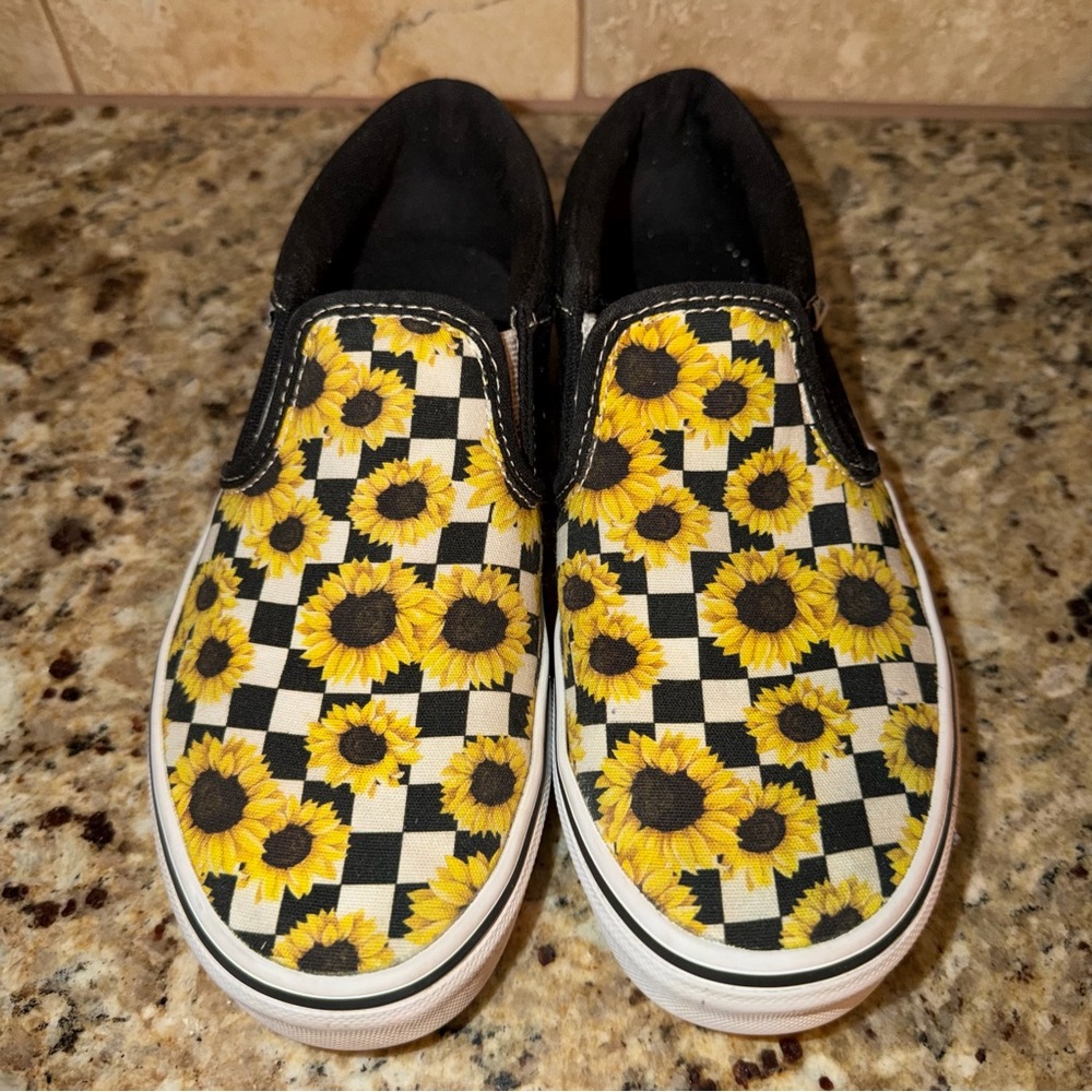 Vans Black and Yellow Sunflower Sneakers